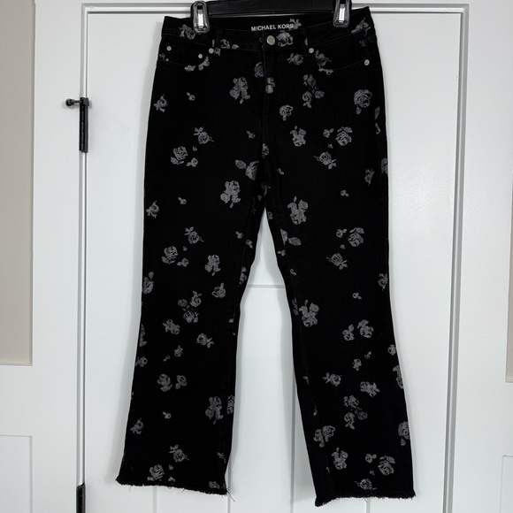 Michael Kors Denim - Michael Kors Denim Floral Print Cropped Black Skinny Womens Jeans Size 4